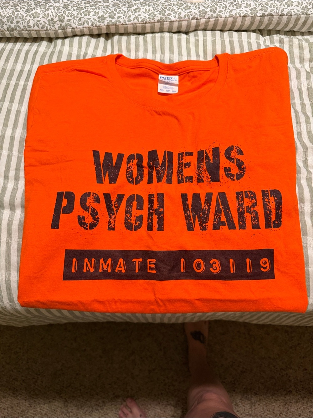 Gildan Orange Womens Psych Ward Graphic Tee
